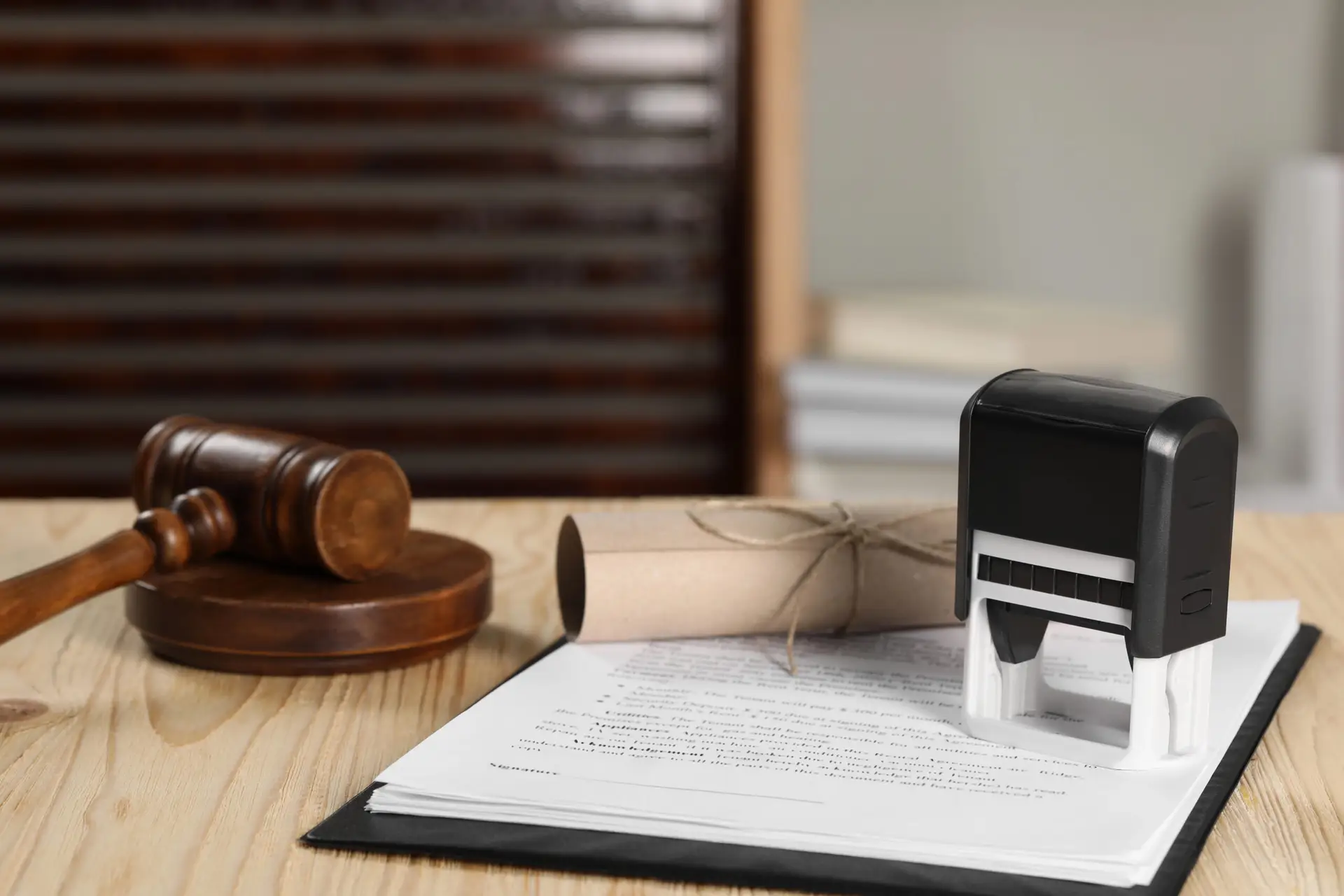 Notary stamp and legal documents on desk for specialized notary services in New Jersey
