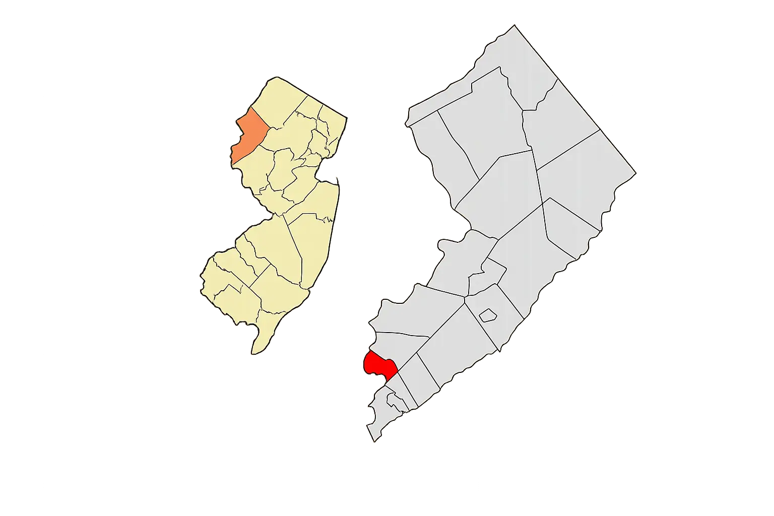 Map showing Phillipsburg, NJ highlighted in Warren County for mobile notary service coverage
