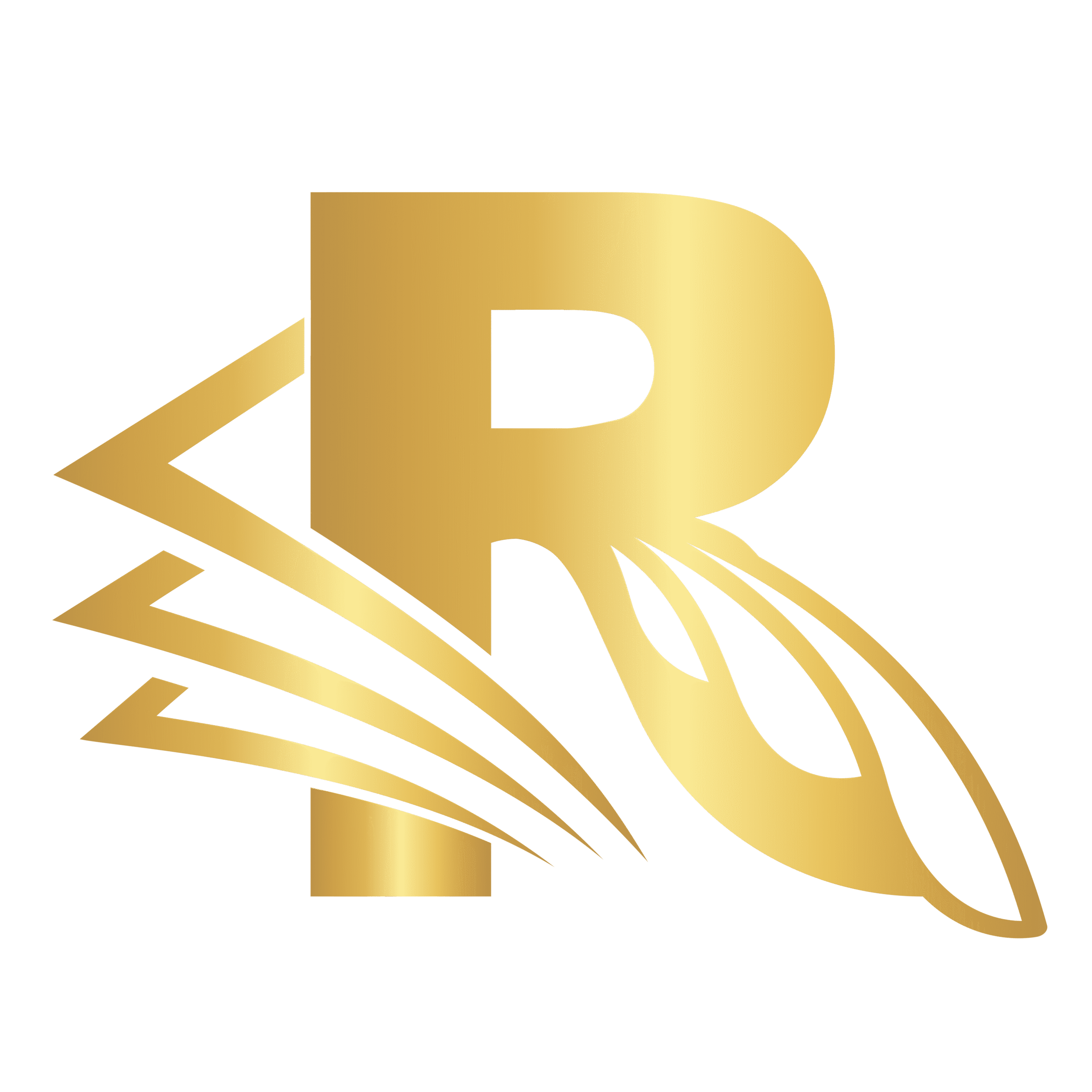Reliable Notary Public gold logo with stylized letter R