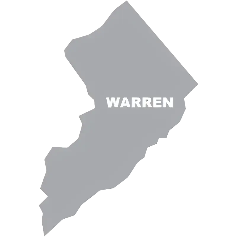 Warren County New Jersey outlined map for mobile notary coverage